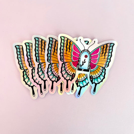 holographic butterfly portal sticker